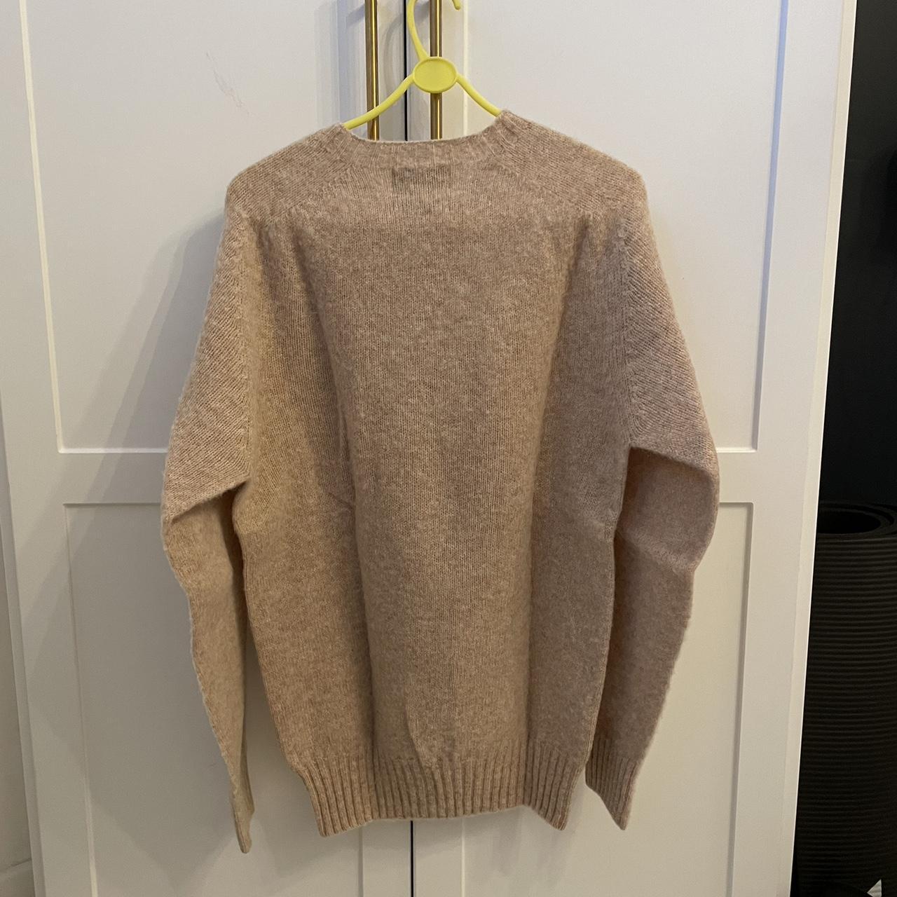 YMC Suedehead Pure Wool Jumper, in great neutral... - Depop