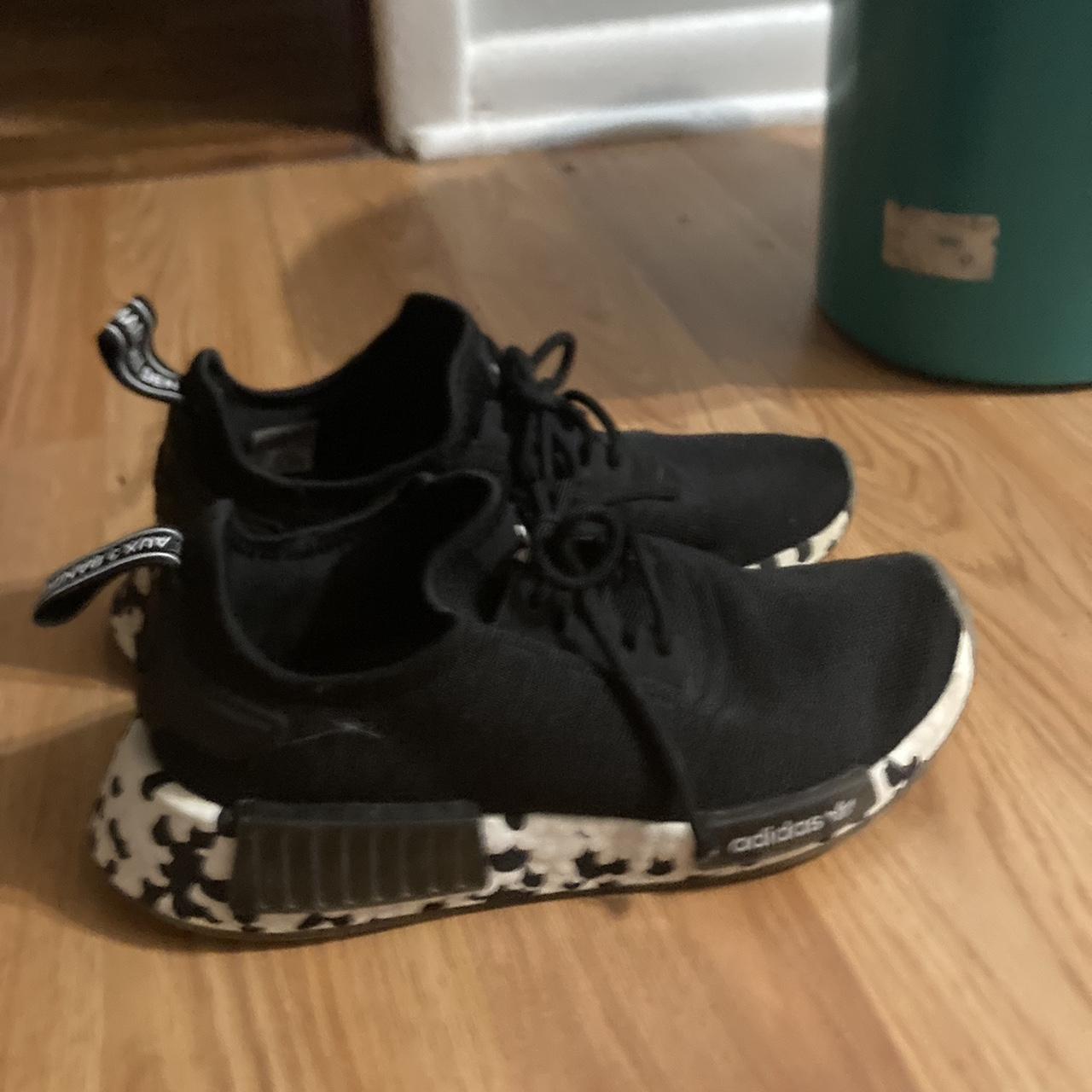 Adidas NMD R1 Black White Spotted Knit Sneakers. Depop