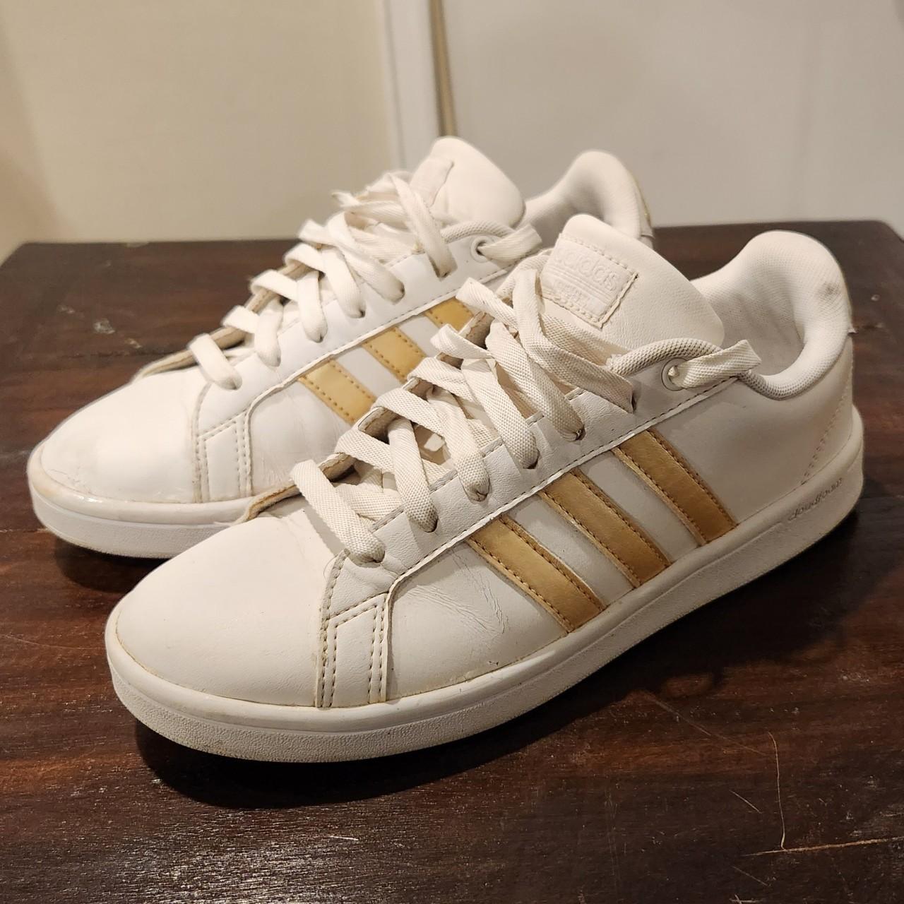 Adidas neo white and gold hotsell