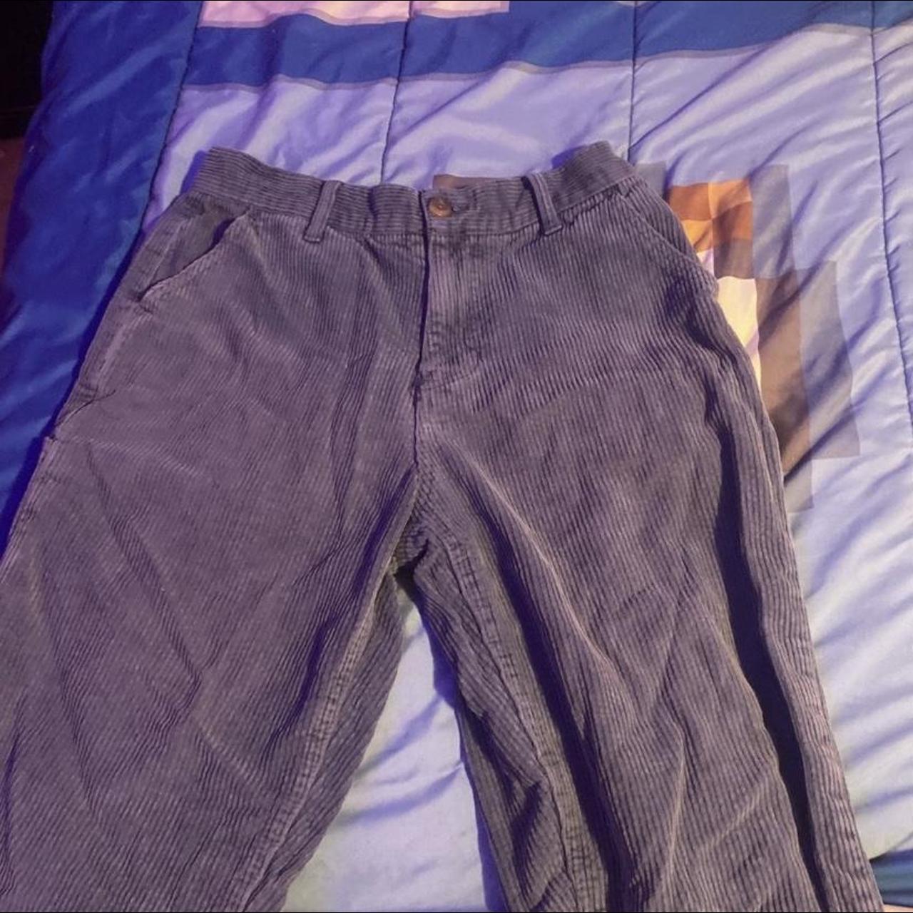 Dark Blue cargo corduroy pants size 28 , baggier fit - Depop