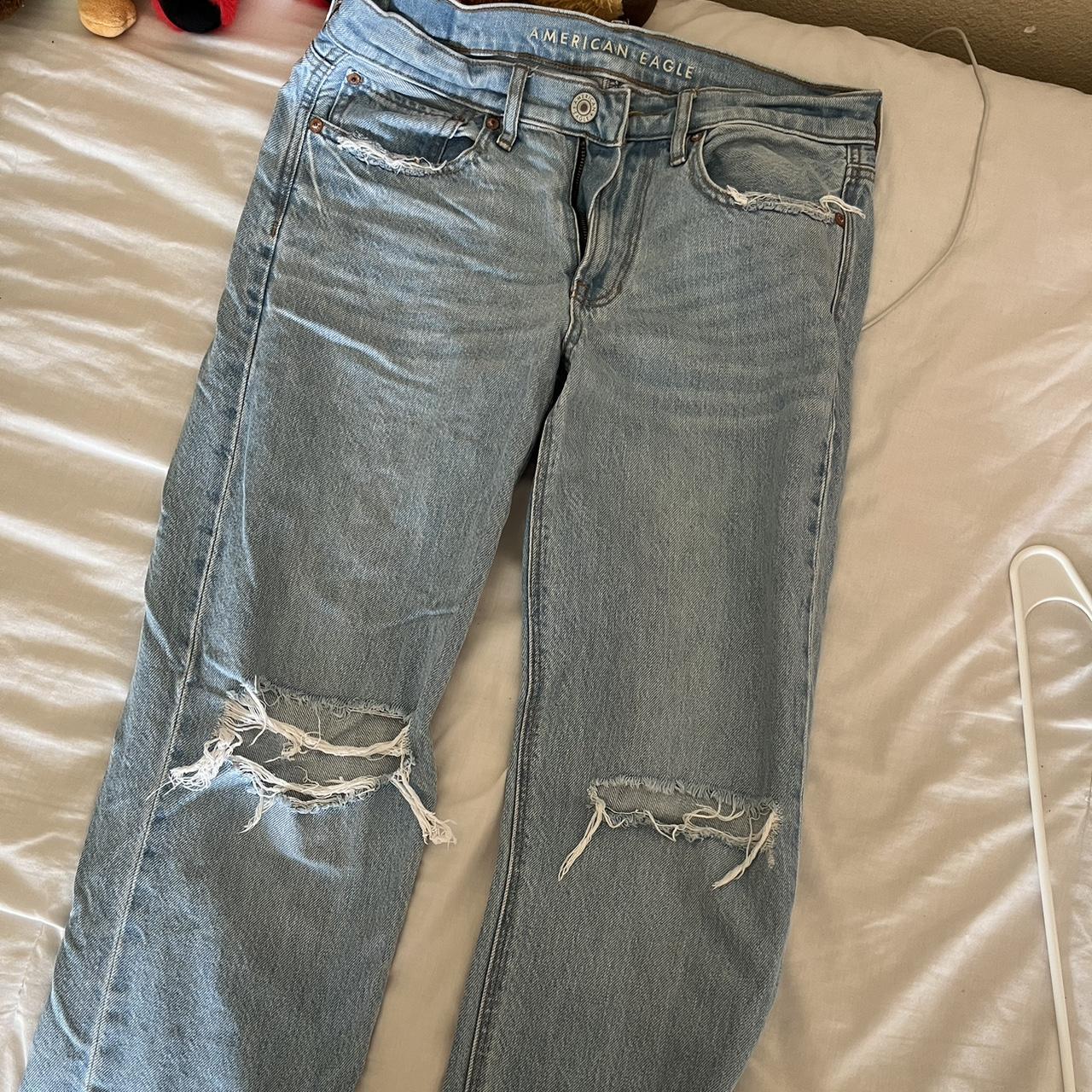 American Eagle Light wash Ripped jeans Worn a few... - Depop