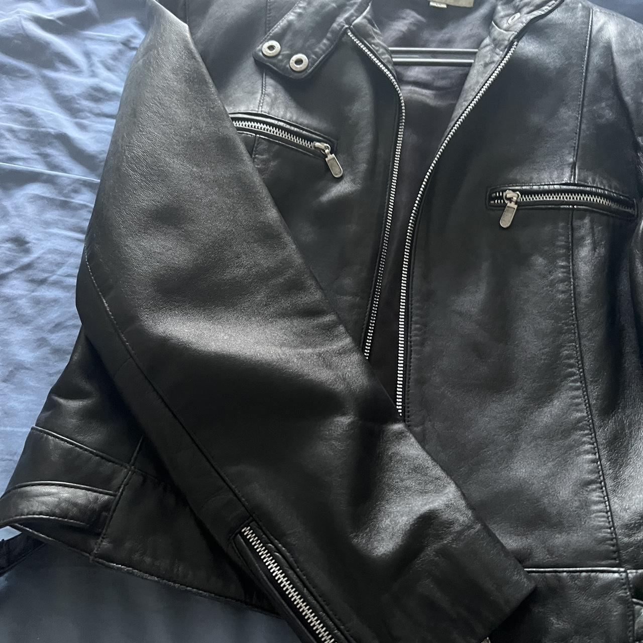 Black leather jacket - Depop