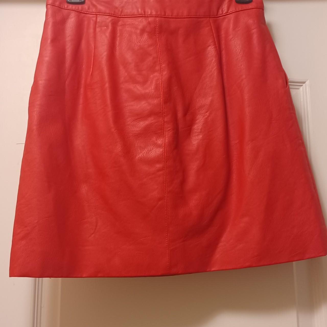 Topshop red deals leather skirt