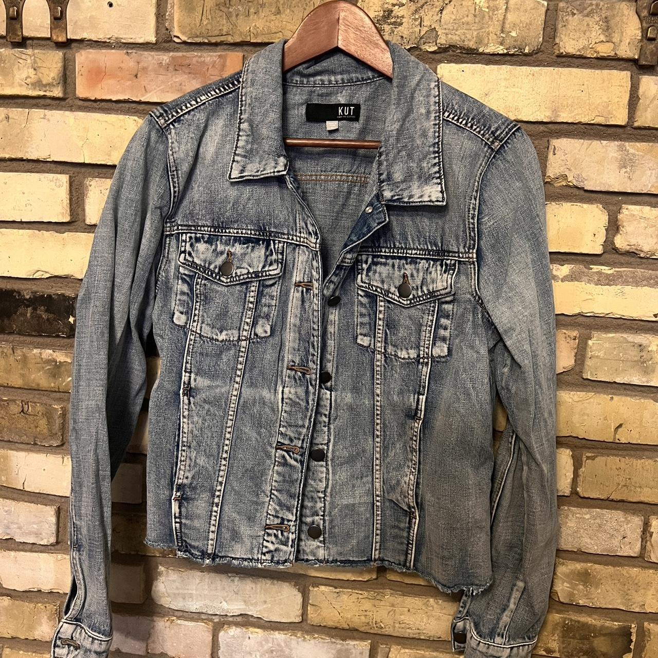 KUT stone washed denim jacket EUC! XL - Depop