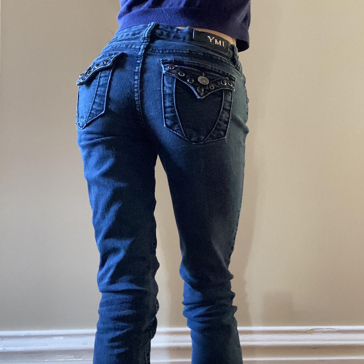 Early Y2K dark wash YMI jeans. Jeans feature a faux - Depop