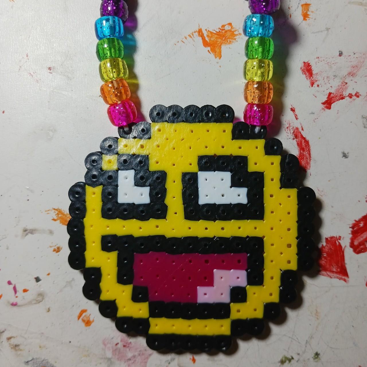 Epic Awesome Face Perler Kandi Necklace 20 Inches Depop