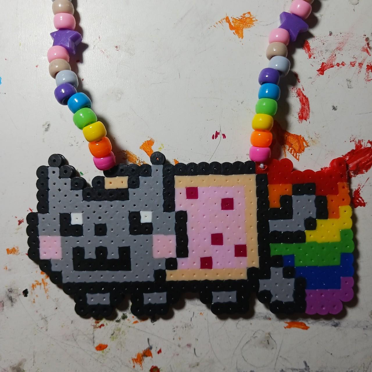 Nyan cat perler Kandi necklace 23 inches... - Depop