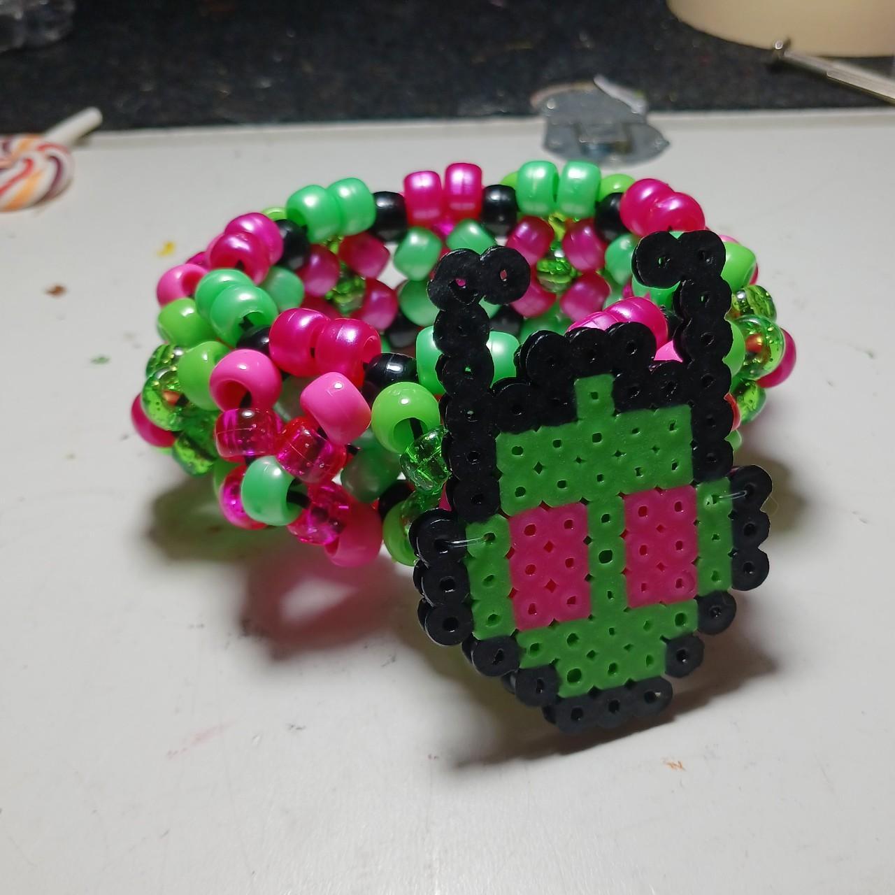 Invader Zim Zim Perler Kandi Cuff 7 Inches Depop