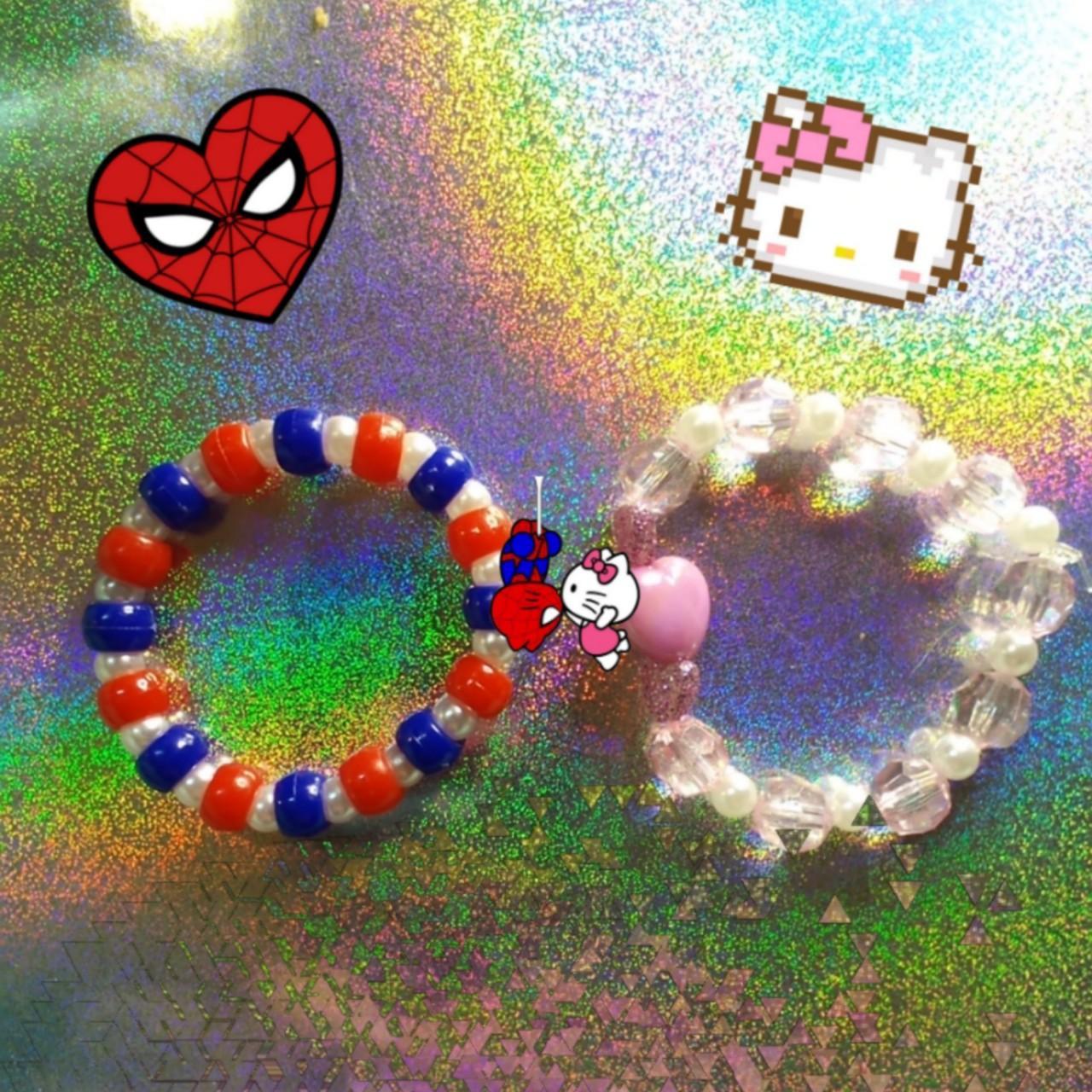 hello kitty x spider man couple matching bracelets - Depop