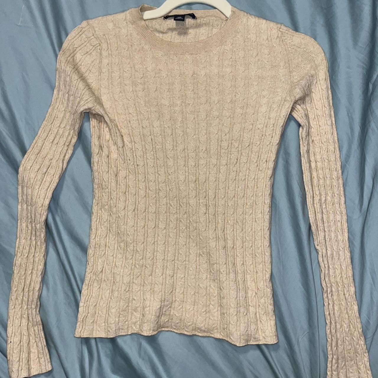 cream cable knit extra small sweater, fall staple,... - Depop