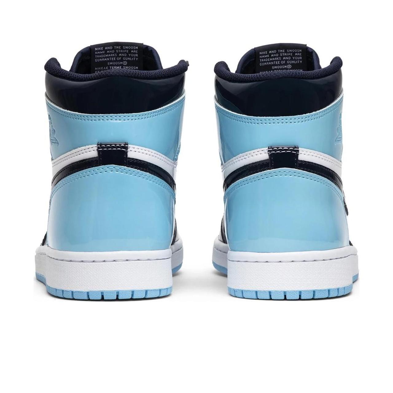 blue chill jordan 1s, size 8.5 womens retro high unc... - Depop