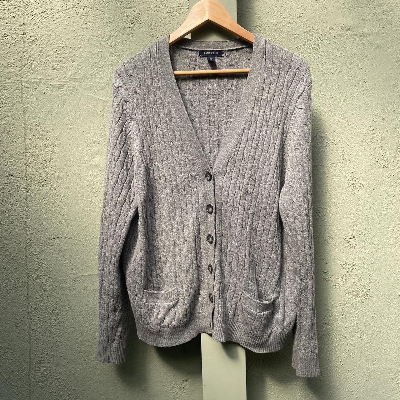 Vintage gray Lands’ End cardigan. - Depop