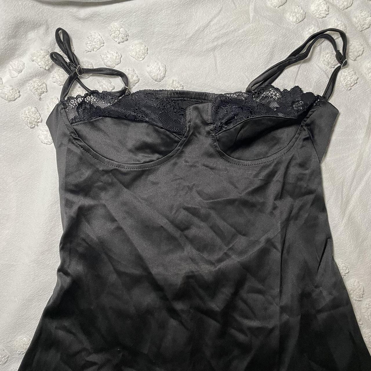 Thrifted Black Lingerie-Style Mini Slip Dress ‼️not... - Depop