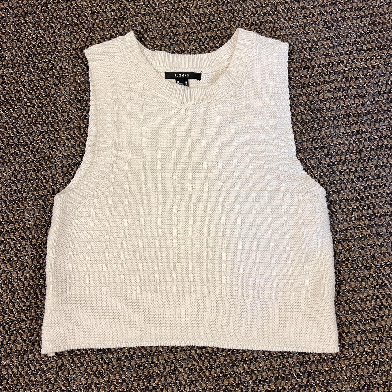 🤍Medium white Forever 21 knitted vest, only worn a... - Depop