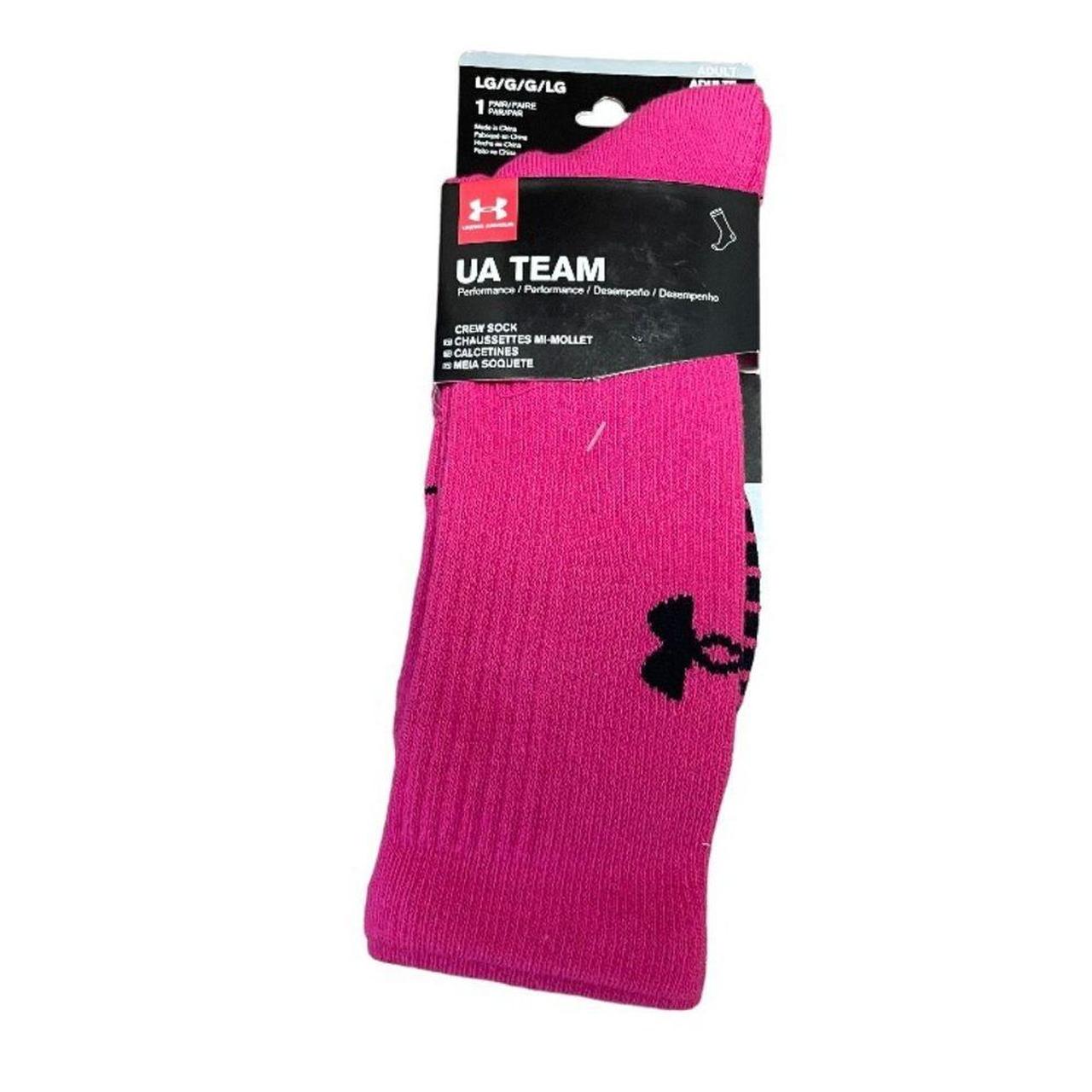 Under Armour UA Team Crew Socks Pink/black Womens... - Depop