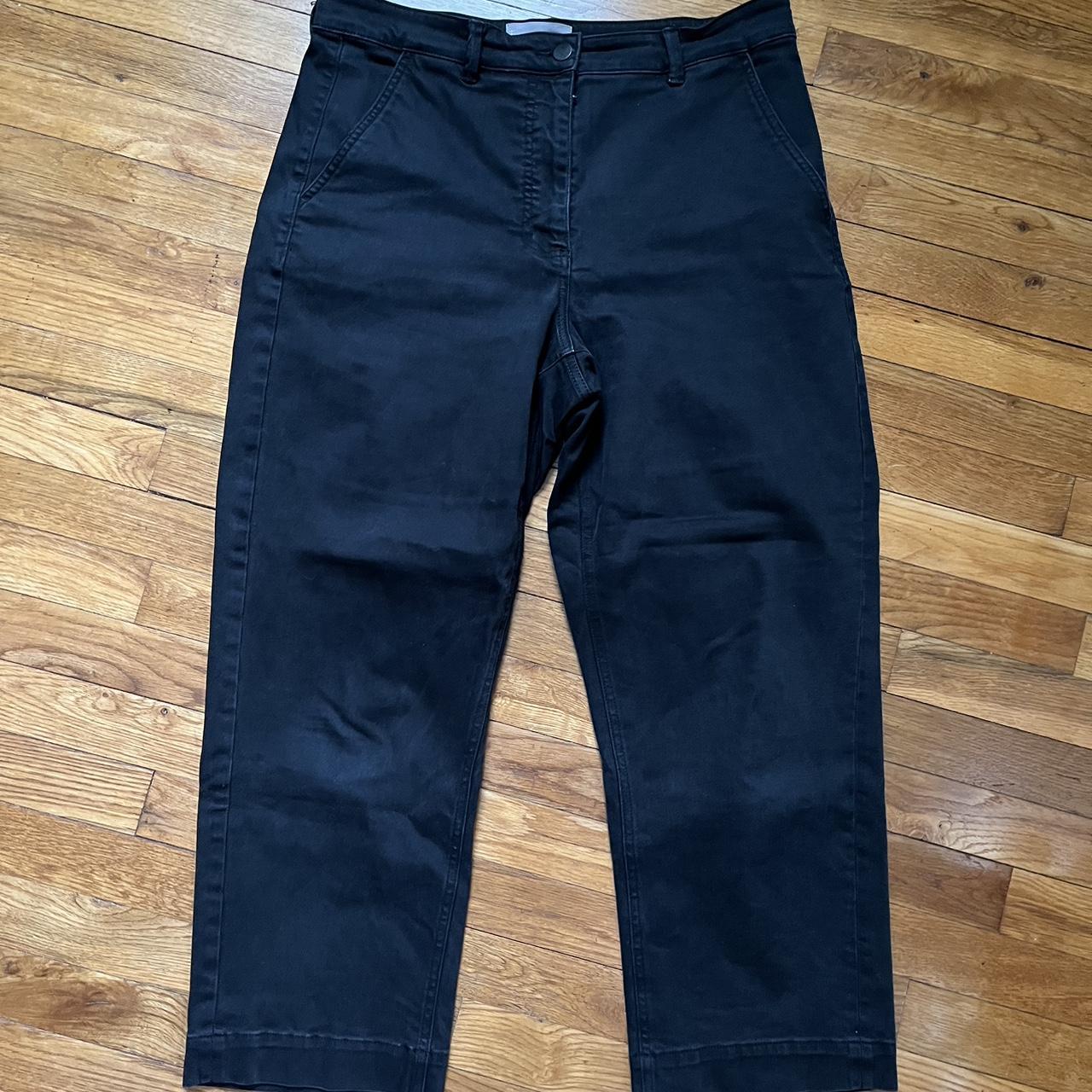 everlane straight leg crop pants black size - Depop