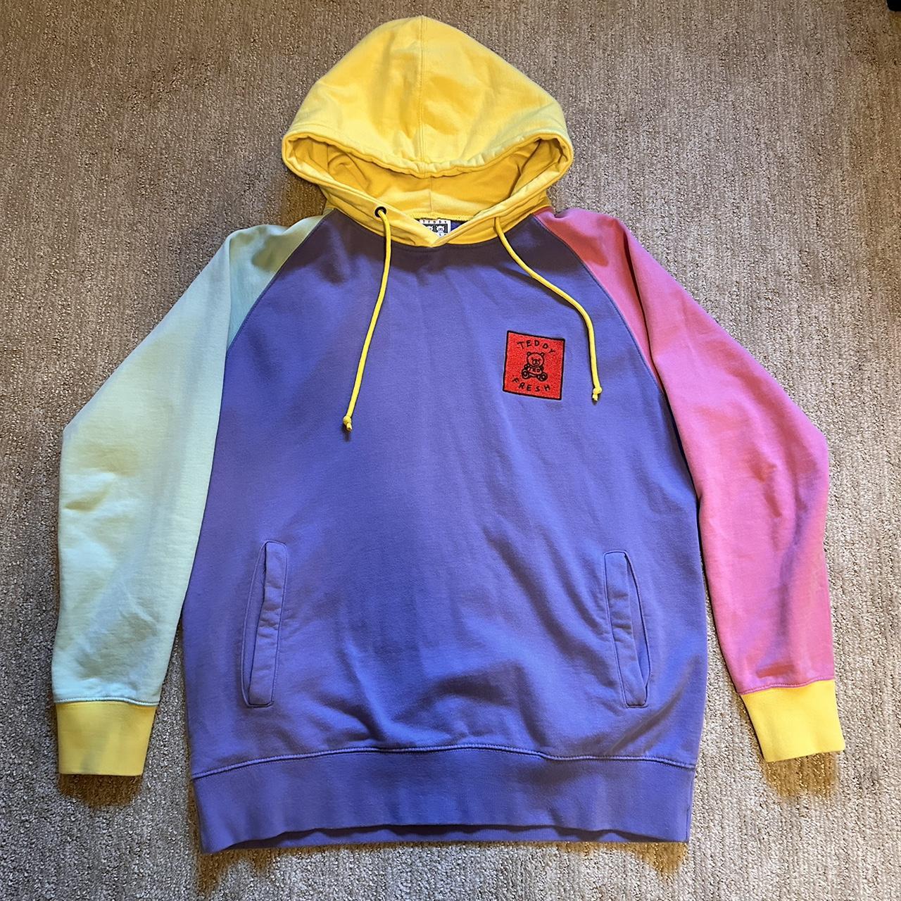 Large Teddy Fresh color block hoodie used - Depop