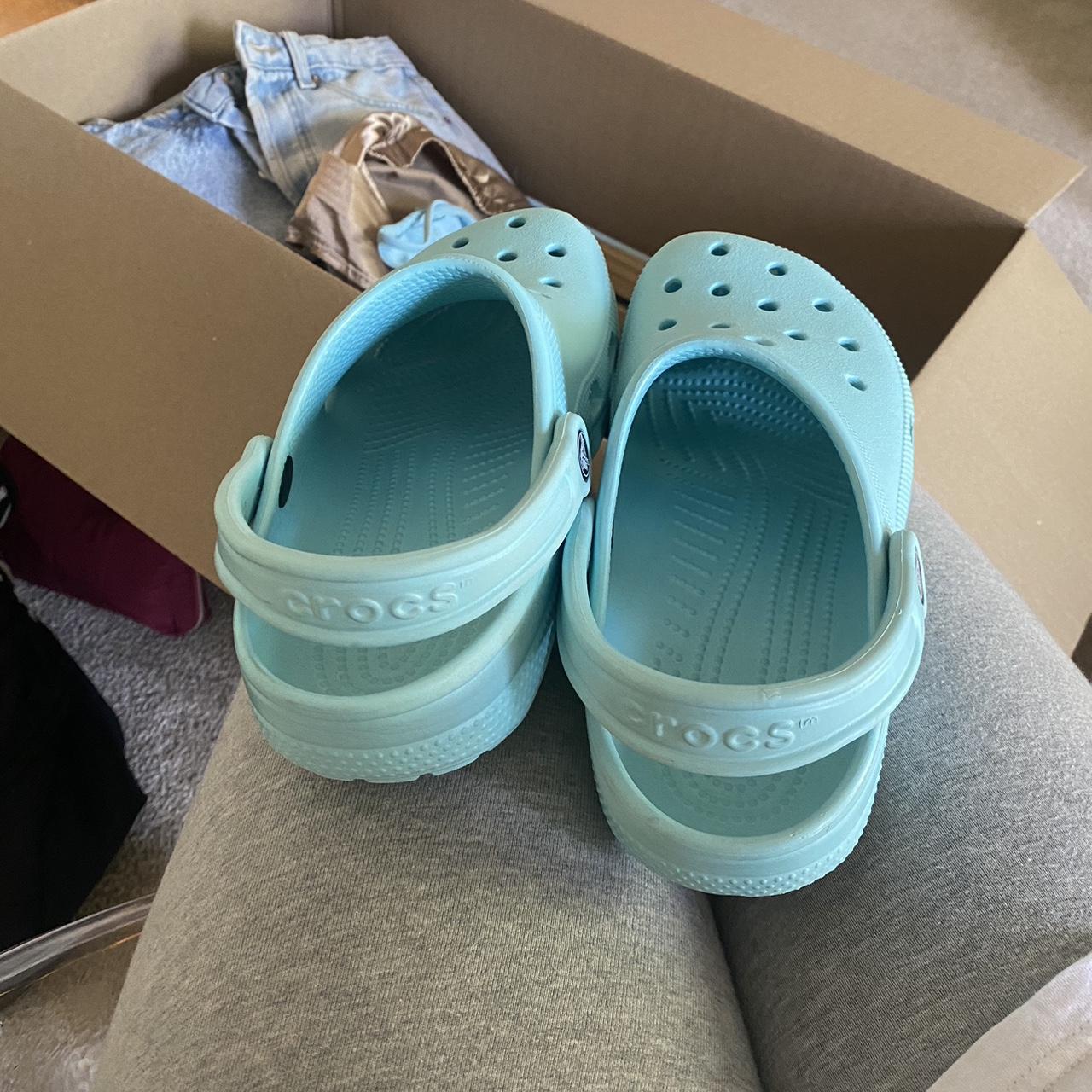 Brand new never worn aqua/teal crocs women’s size 9... - Depop