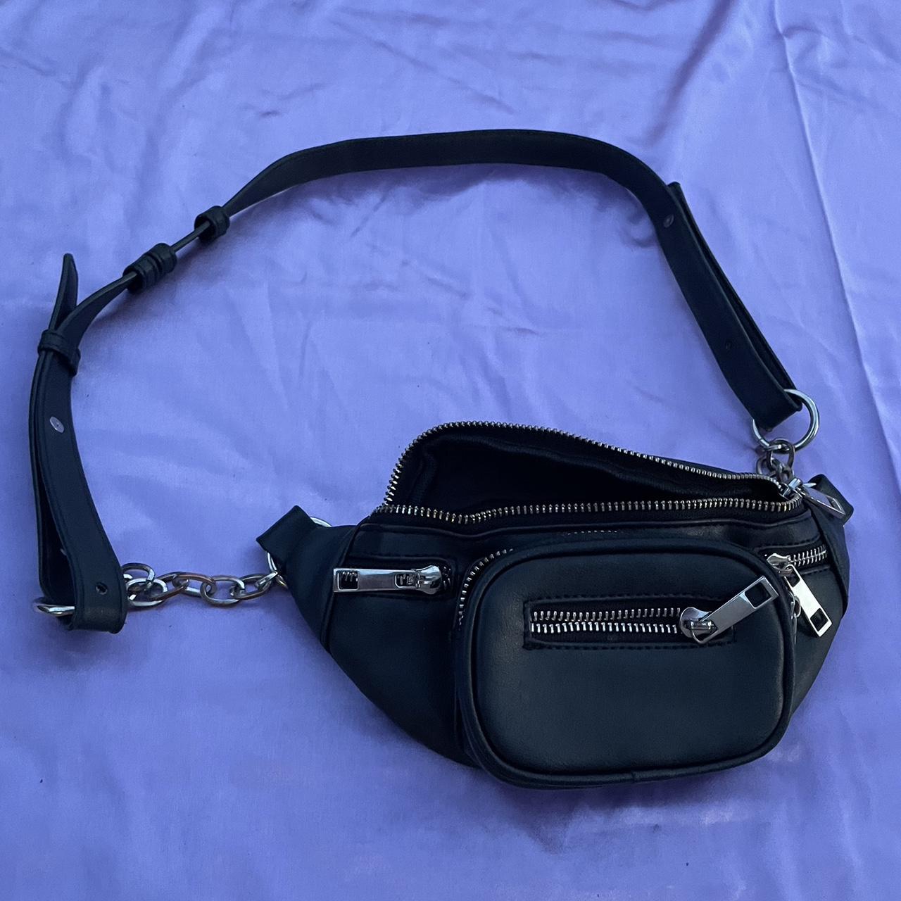 Black faux leather fanny pack best sale