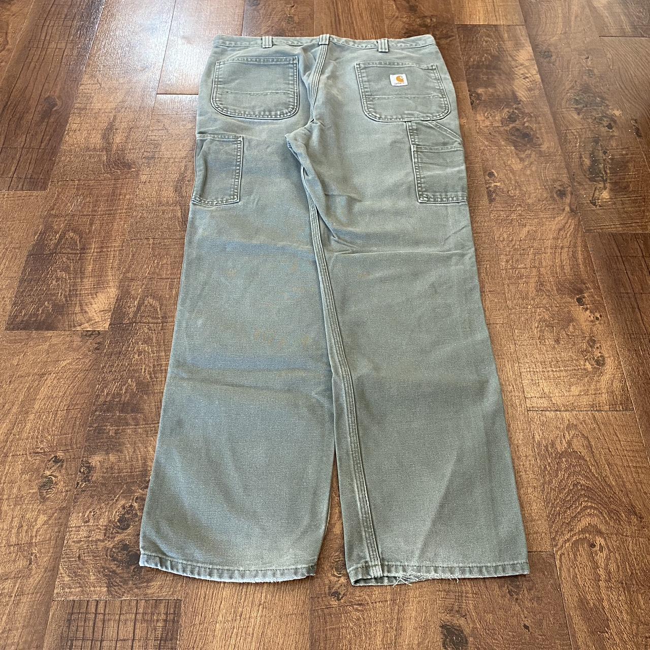 Baggy Green Carhartt Carpenter Jeans Worn / size... - Depop