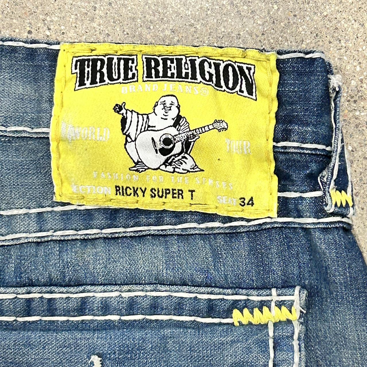 Men’s Baggy True Religion Jeans Dark Blue and... Depop
