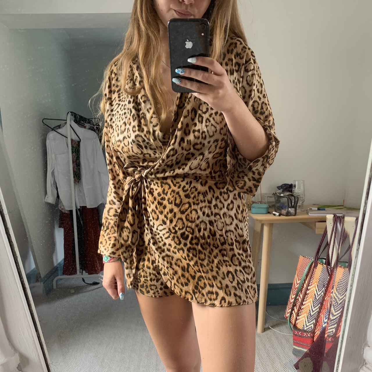 Leopard print play suit mini - Depop