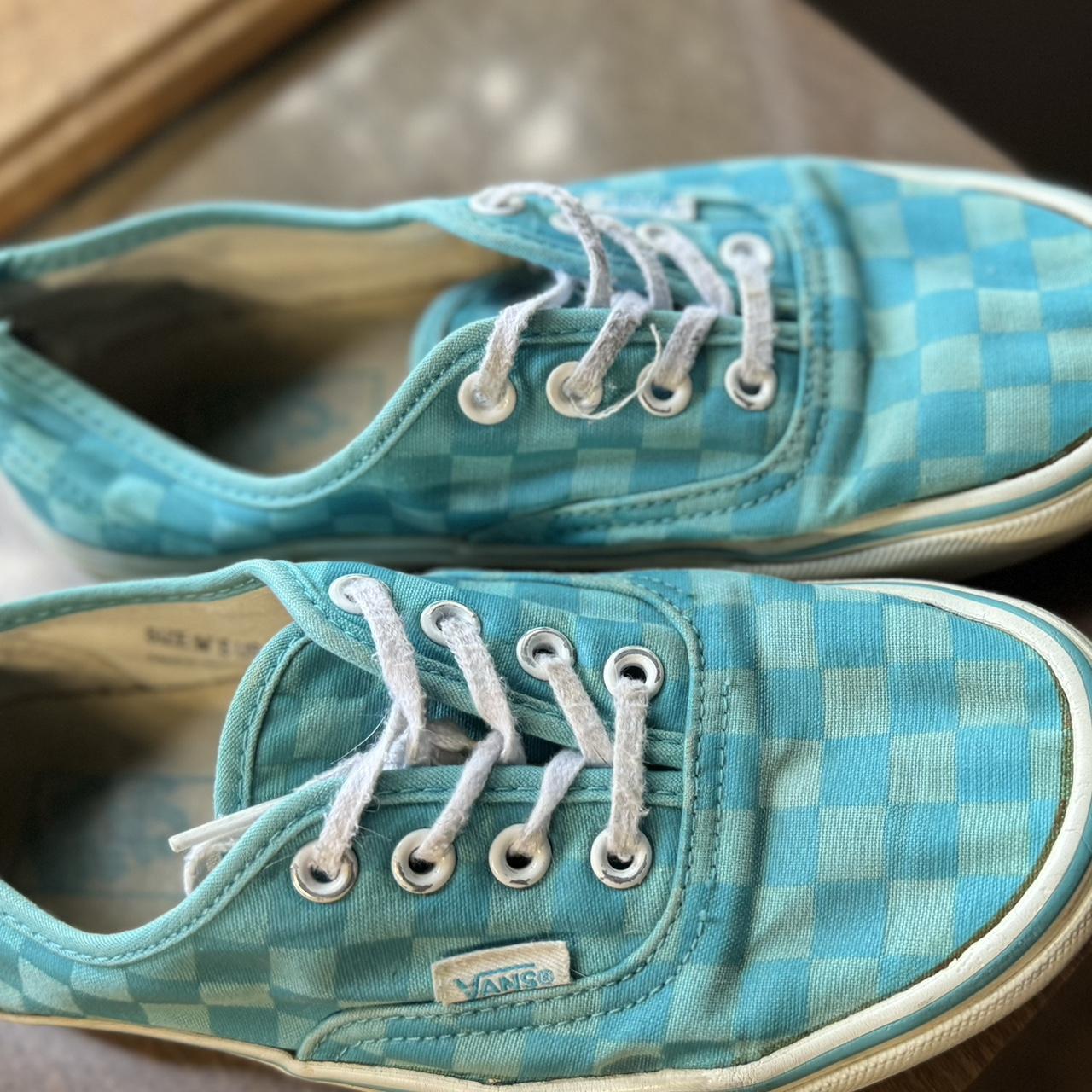 Checkered vans teal hotsell