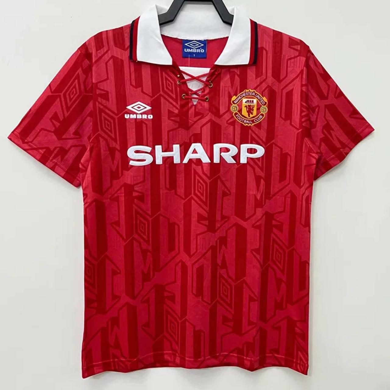 1992-1994 Man Utd Home Retro Soccer Jersey - Depop