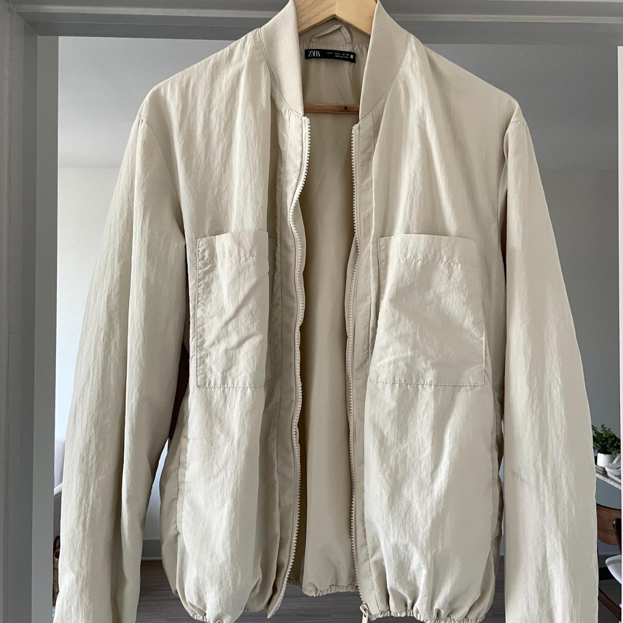 Men's Zara Bomber Jacket Tan Size Small Gently... Depop