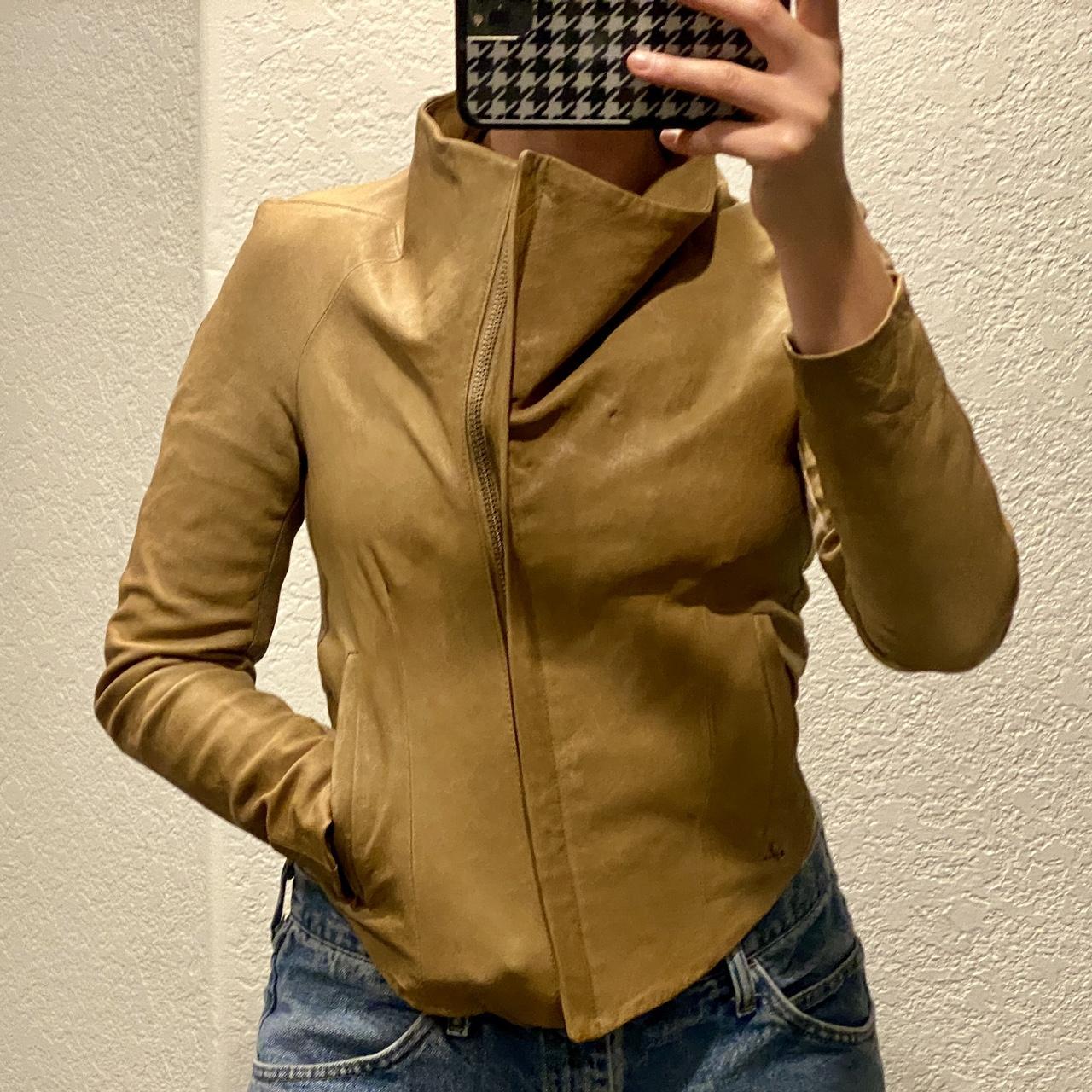 Vince tan leather on sale jacket