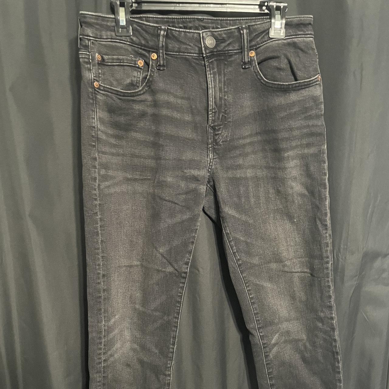 American Eagle Washed Black Athletic Fit Jeans Size... Depop