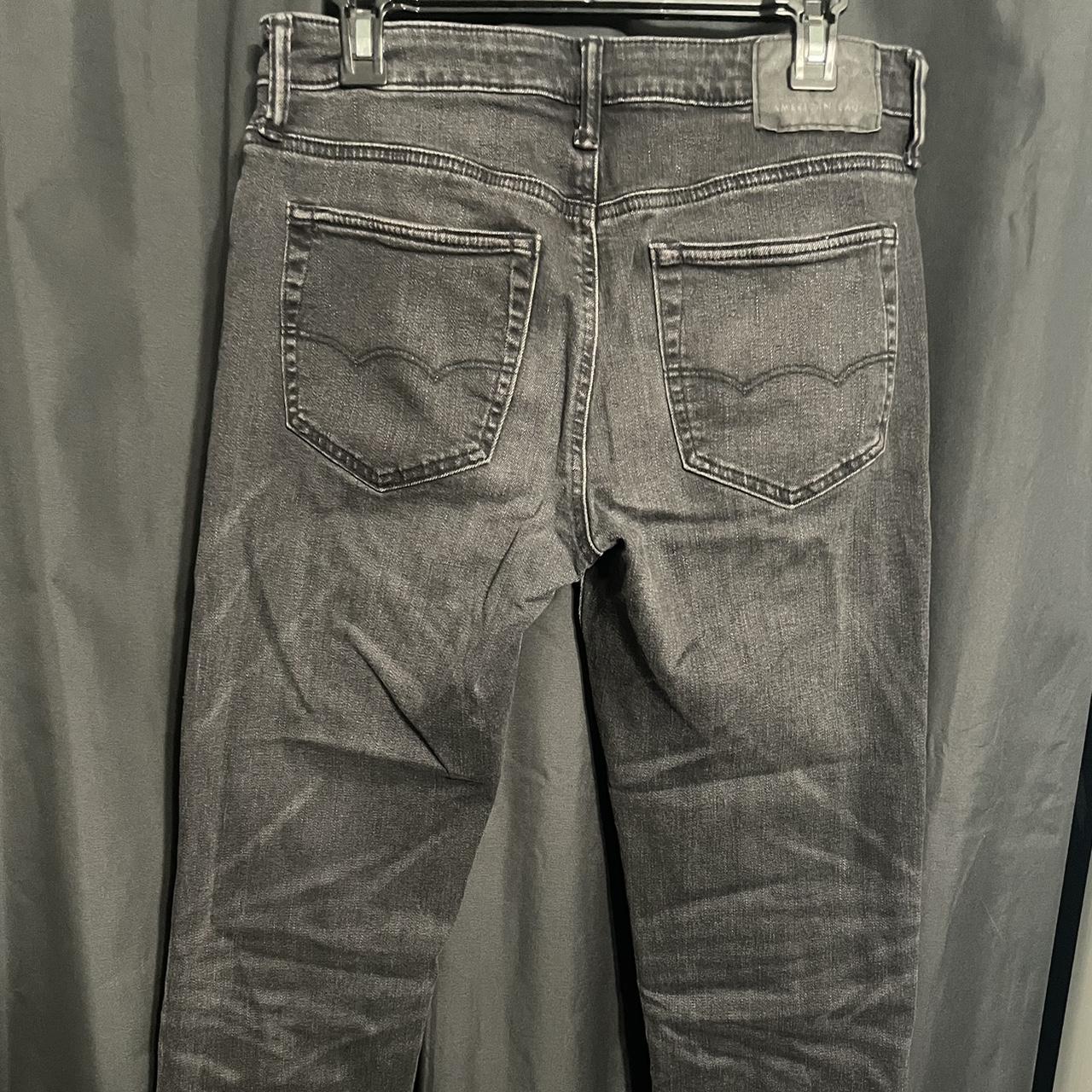 American Eagle Washed Black Athletic Fit Jeans Size... Depop