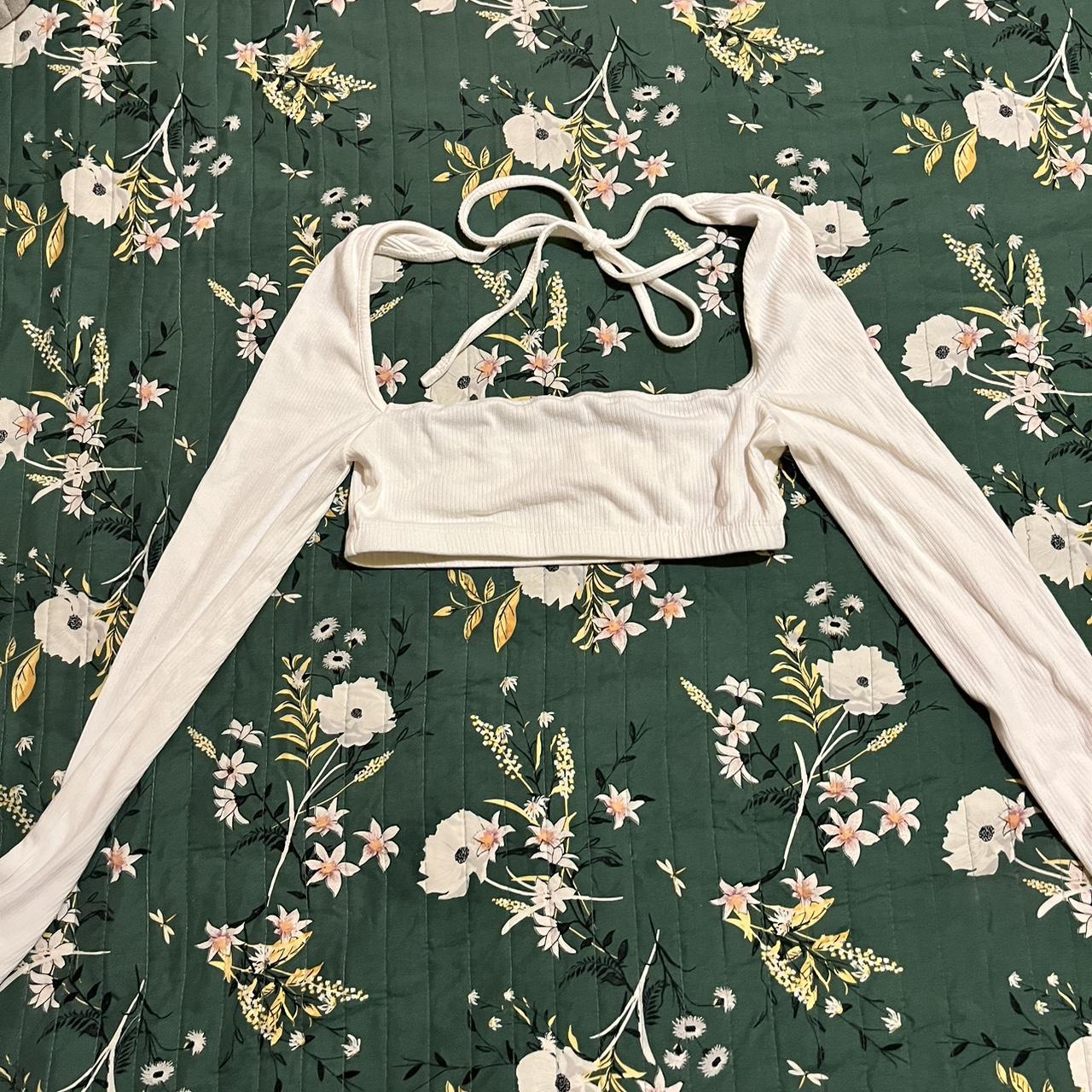 Tilly’s cropped white long sleeve top Cute bow tie... - Depop