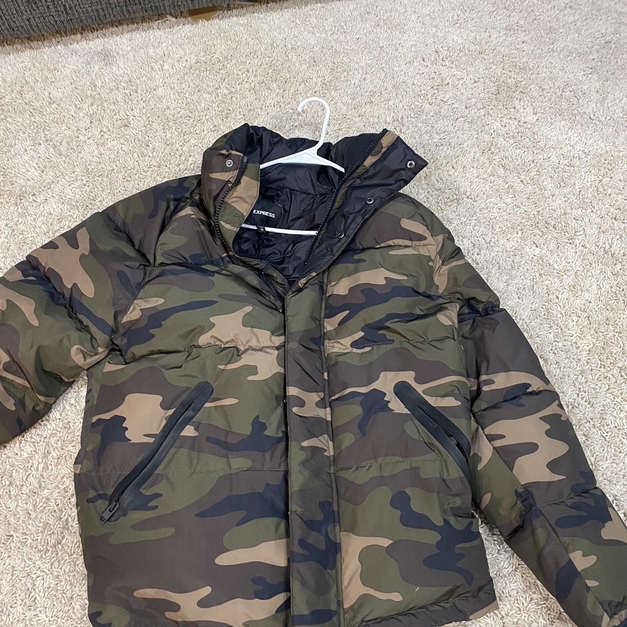 Express Camo puffer jacket S: M Express camo... - Depop