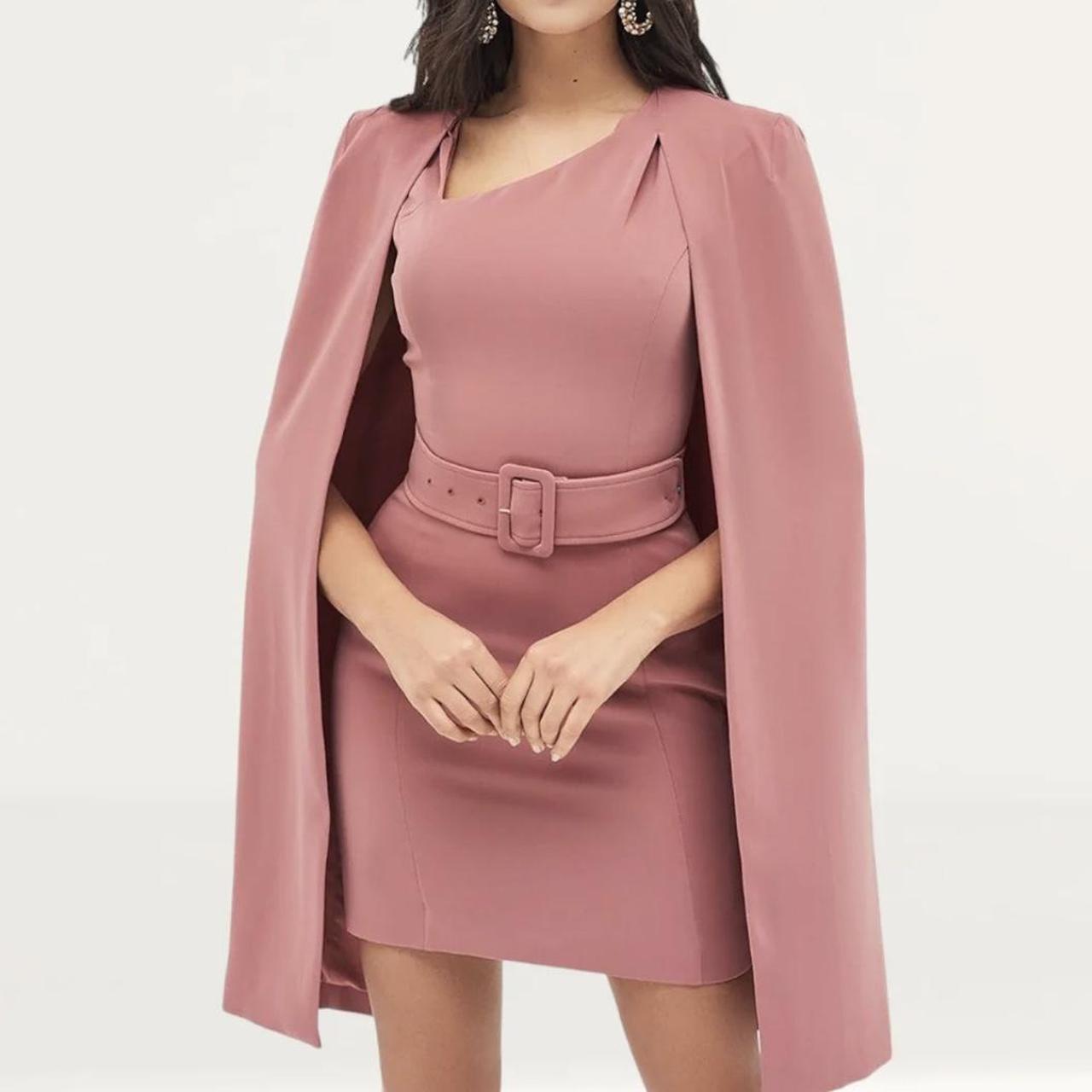 Lavish Alice Asymmetric Neck Mini Cape Dress