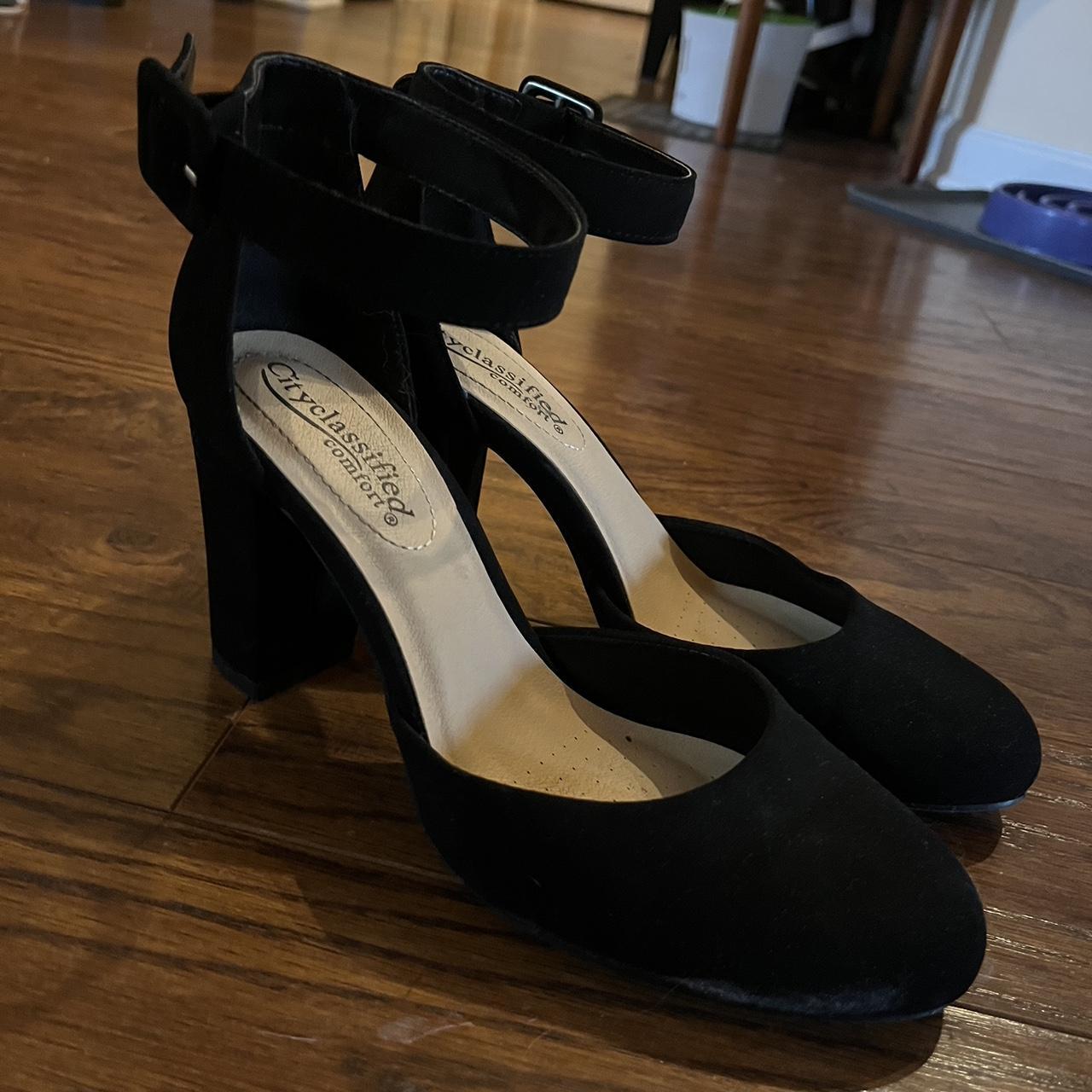 Black Heels Closed toe shoes with ankle support.... Depop