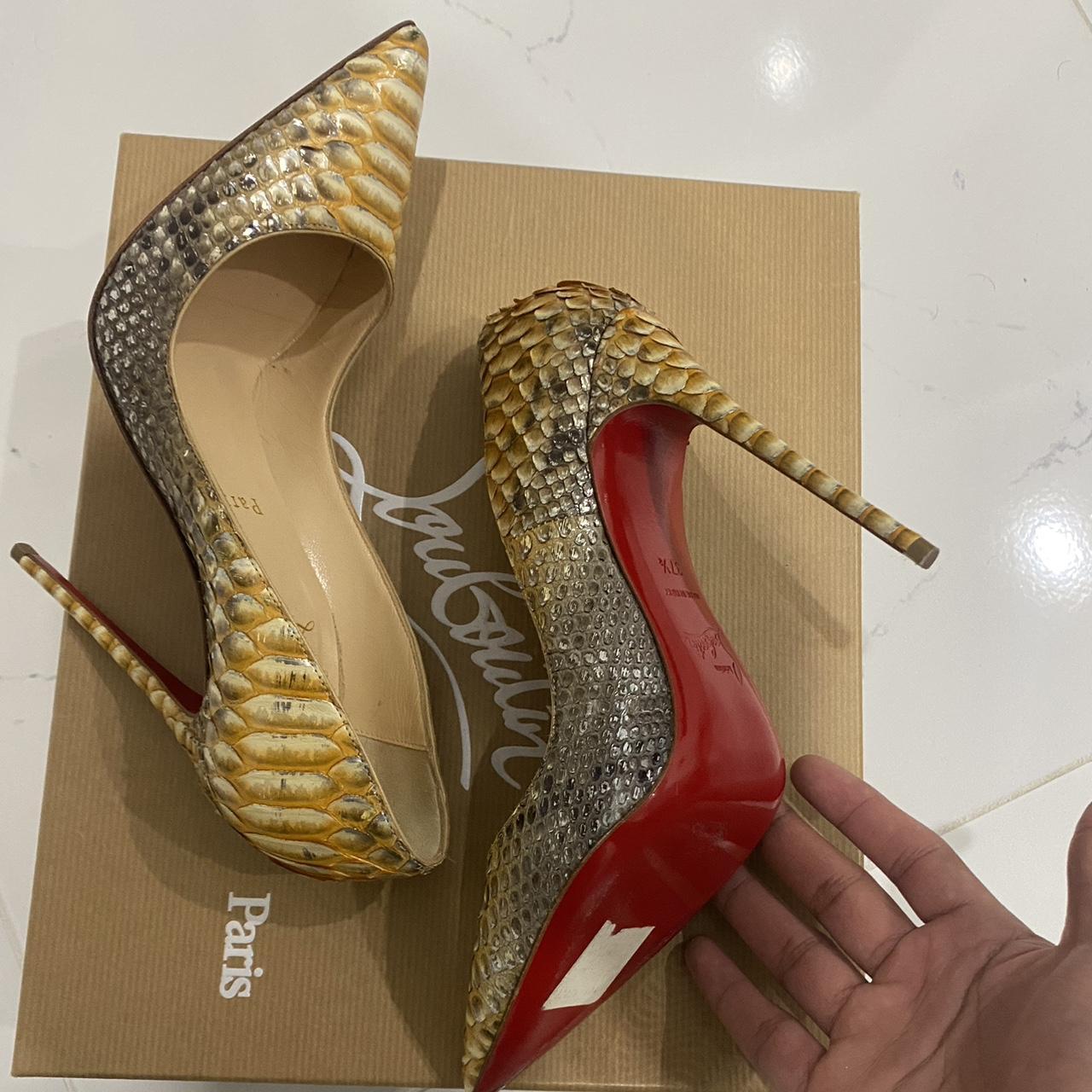 Christian louboutin heels Kate gold python Red sole