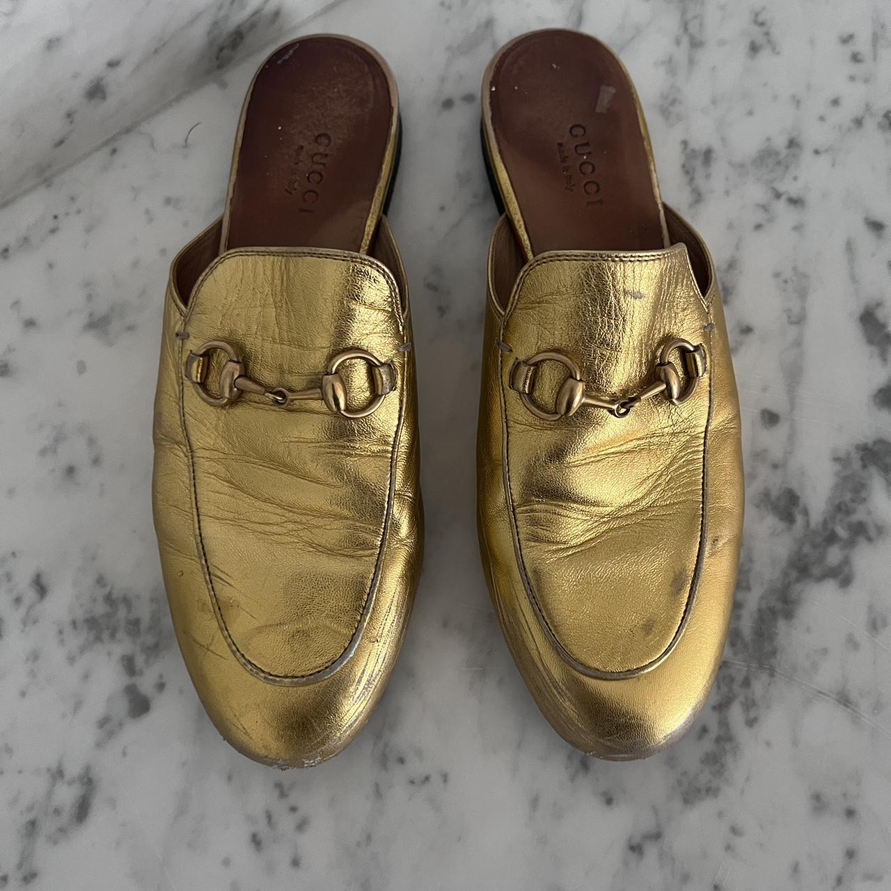 Gucci gold princetown discount loafers