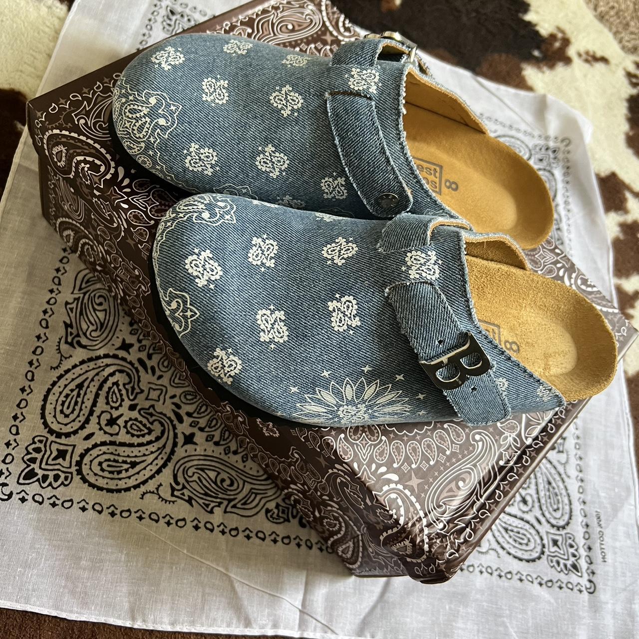 Bravest Studios paisley denim clogs, mens 7 womens - Depop