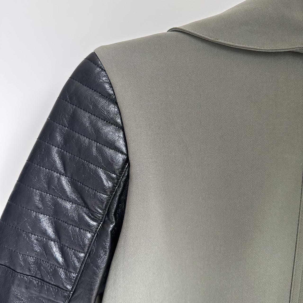 H&M Military green jacket with black leather... Depop