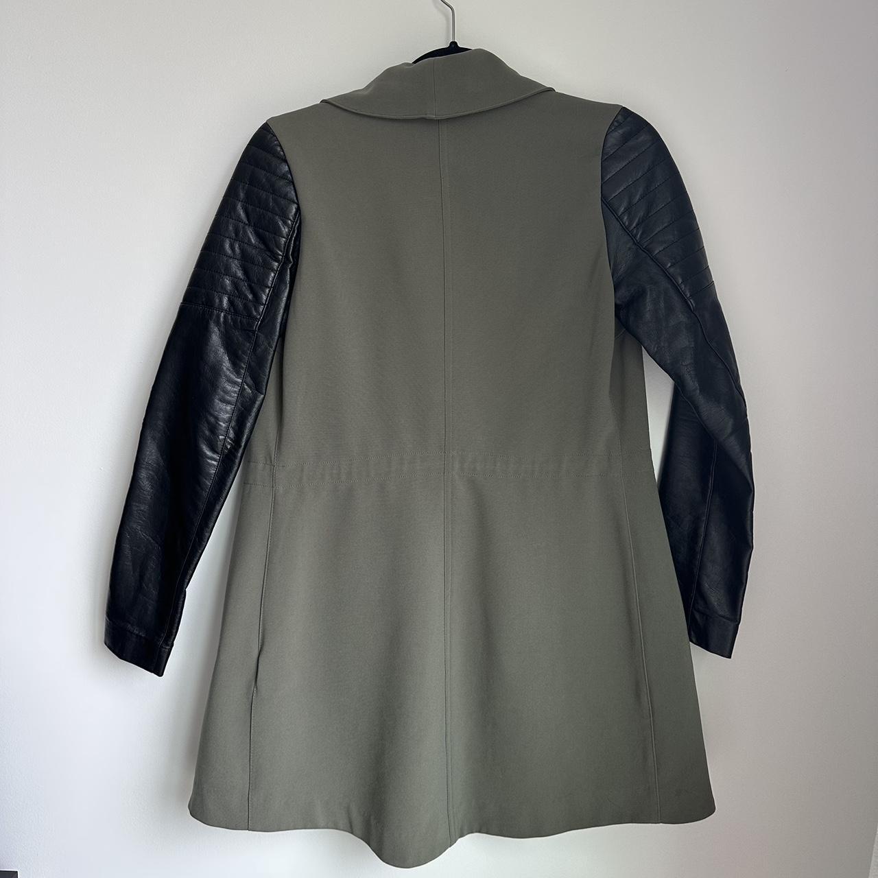 H&M Military green jacket with black leather... Depop