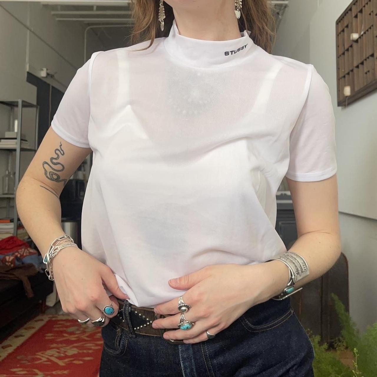 Stussy sheer mesh mock neck tshirt So many styling... - Depop
