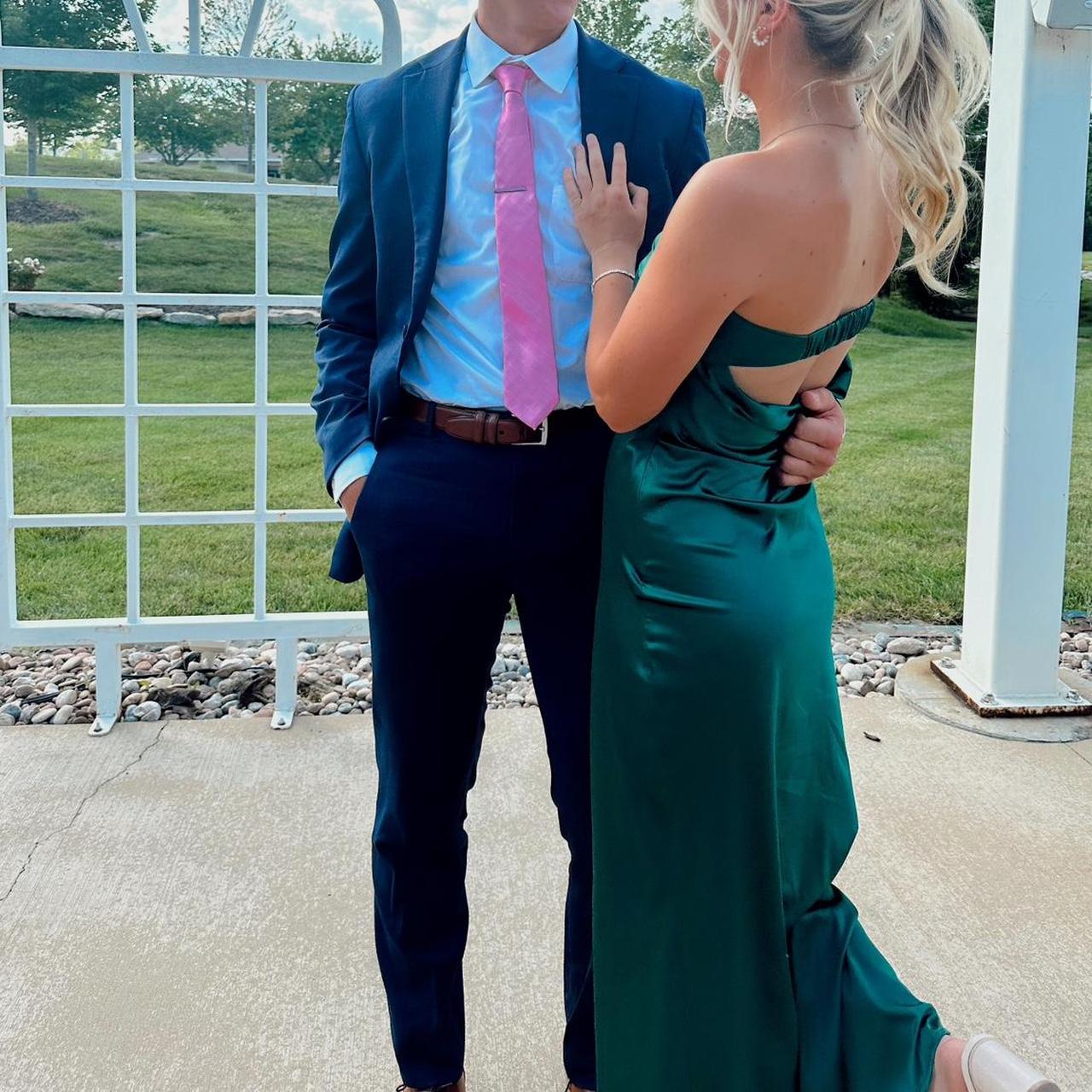 Beautiful emerald green silk dress. It’s strapless.... - Depop