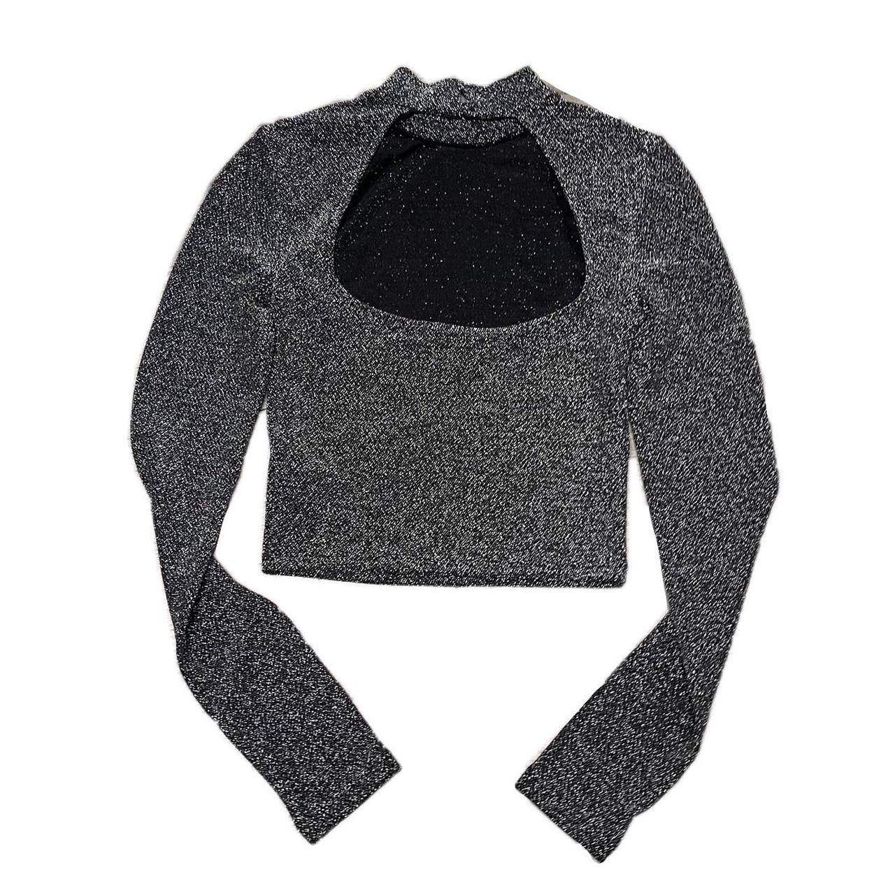 Sparkly open back H&M cropped longsleeve no flaws... - Depop