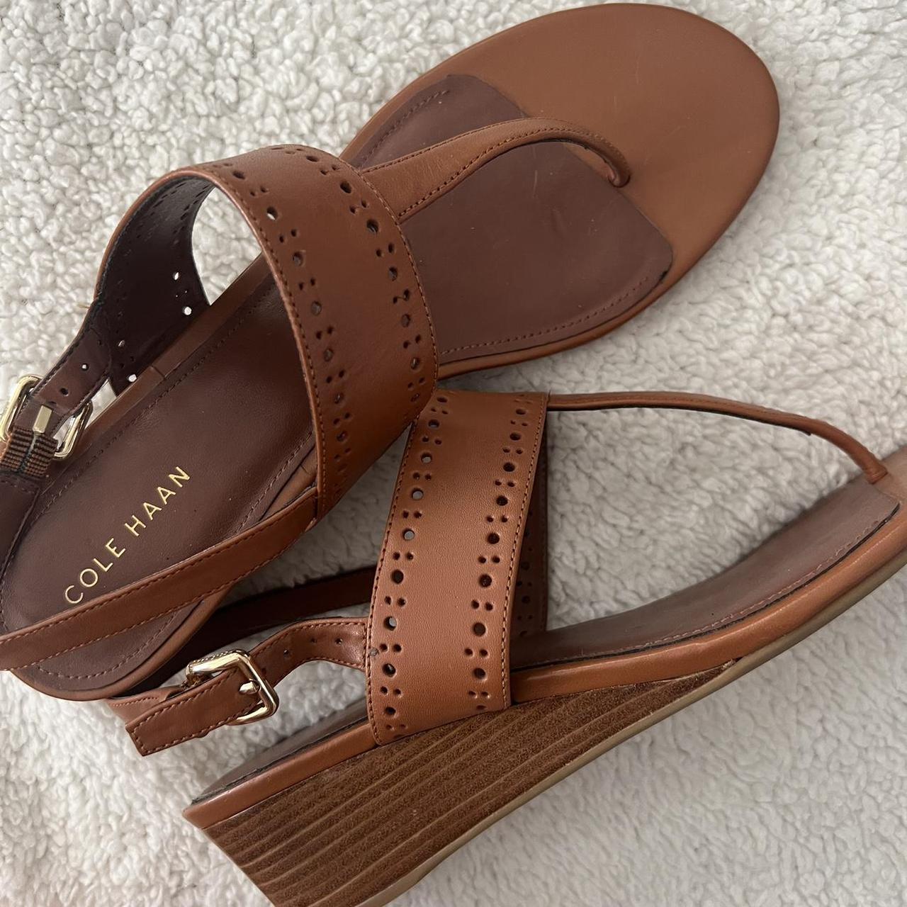 cole haan leather strap sandals with small wedge Depop