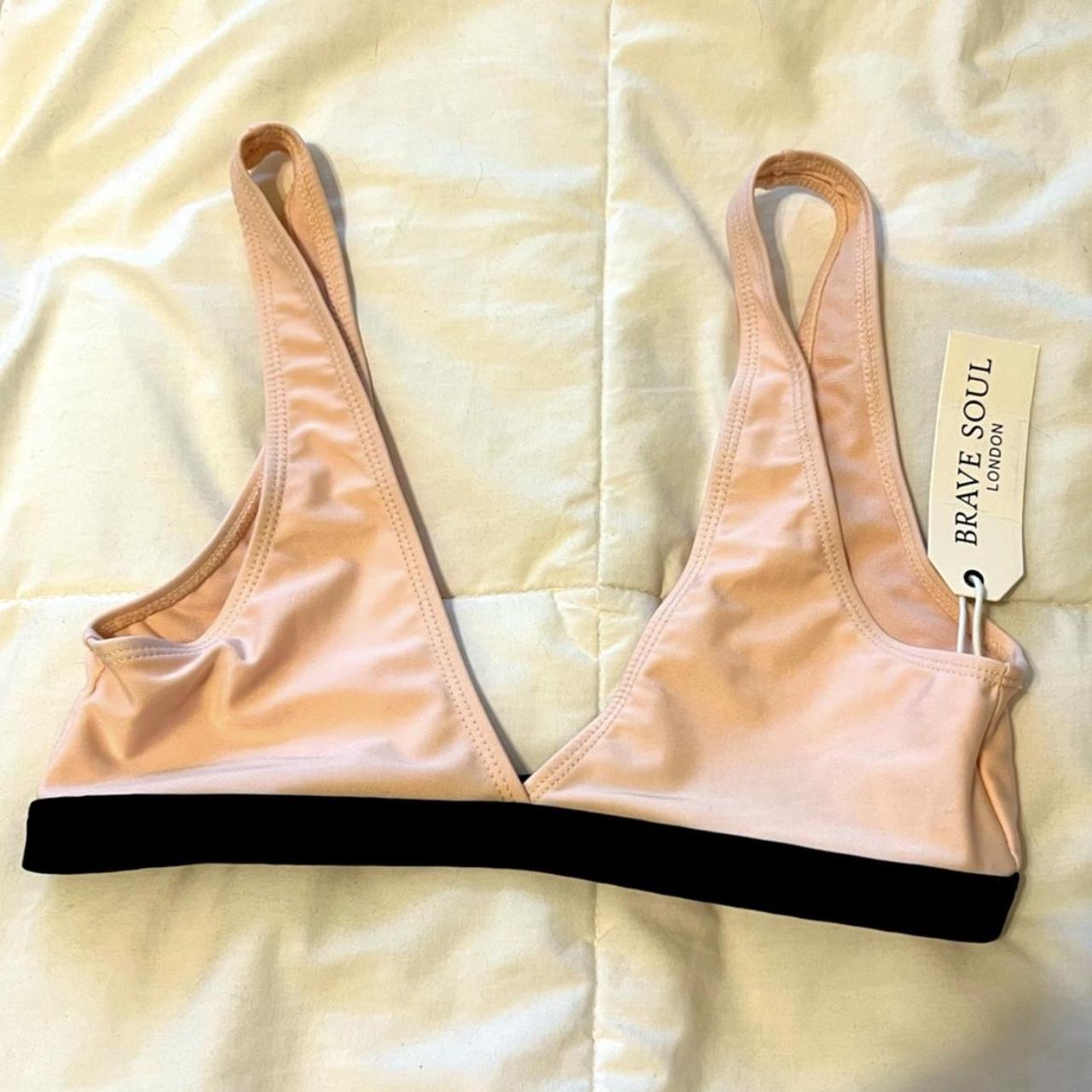 NWT BRAVE SOUL LONDON PEACH AND BLACK BIKINI SIZE SMALL - Depop