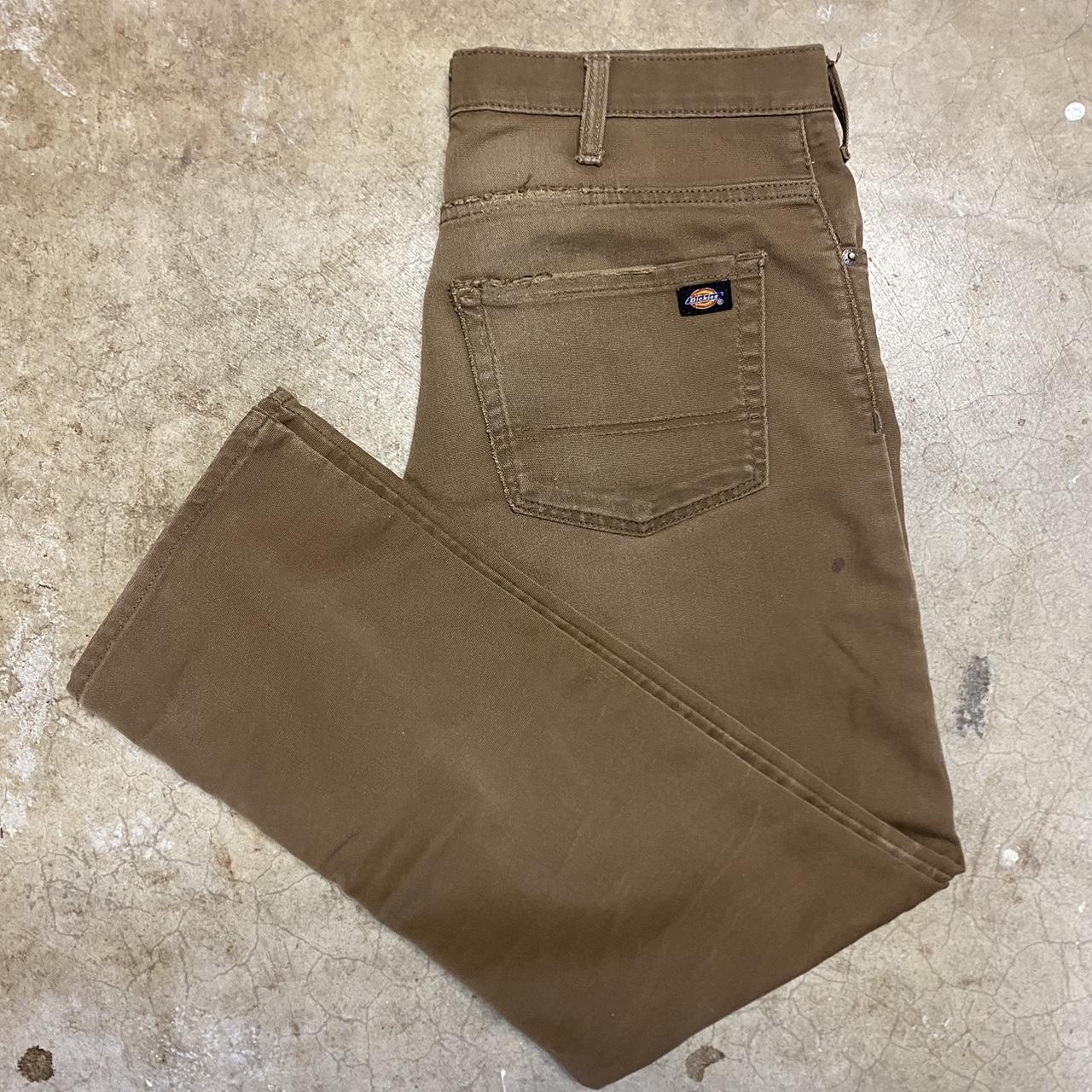 Distressed brown dickies pants Size 32x32 Good... - Depop