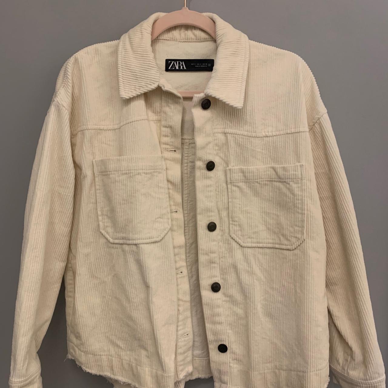 Zara small shirt jacket, white corduroy, worn once Depop