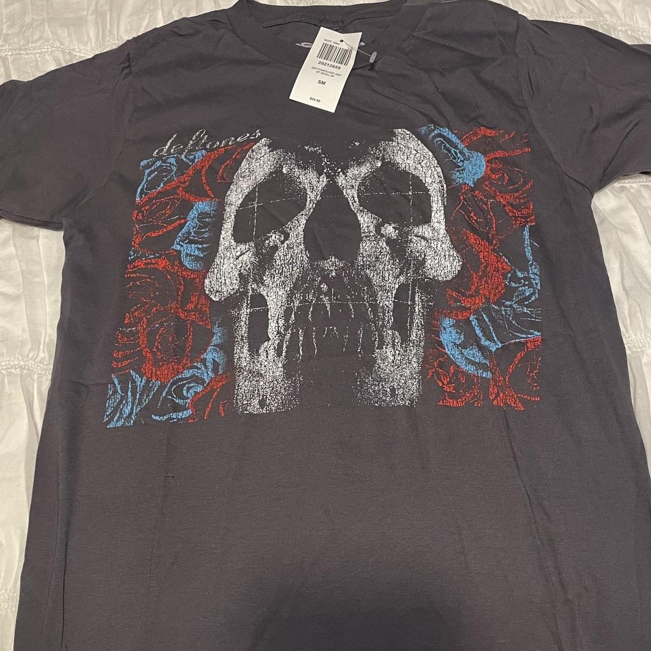 Deftones Skulls & Roses Boyfriend Fit girls T-Shirt,... - Depop