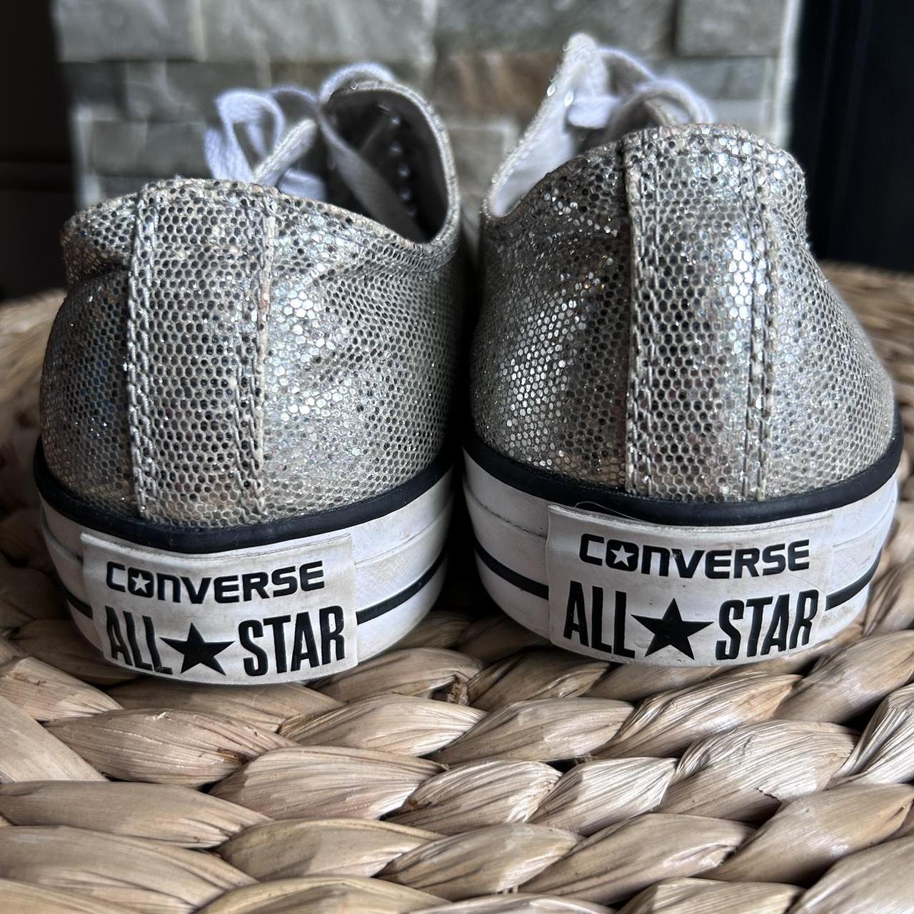 Silver converse store trainers